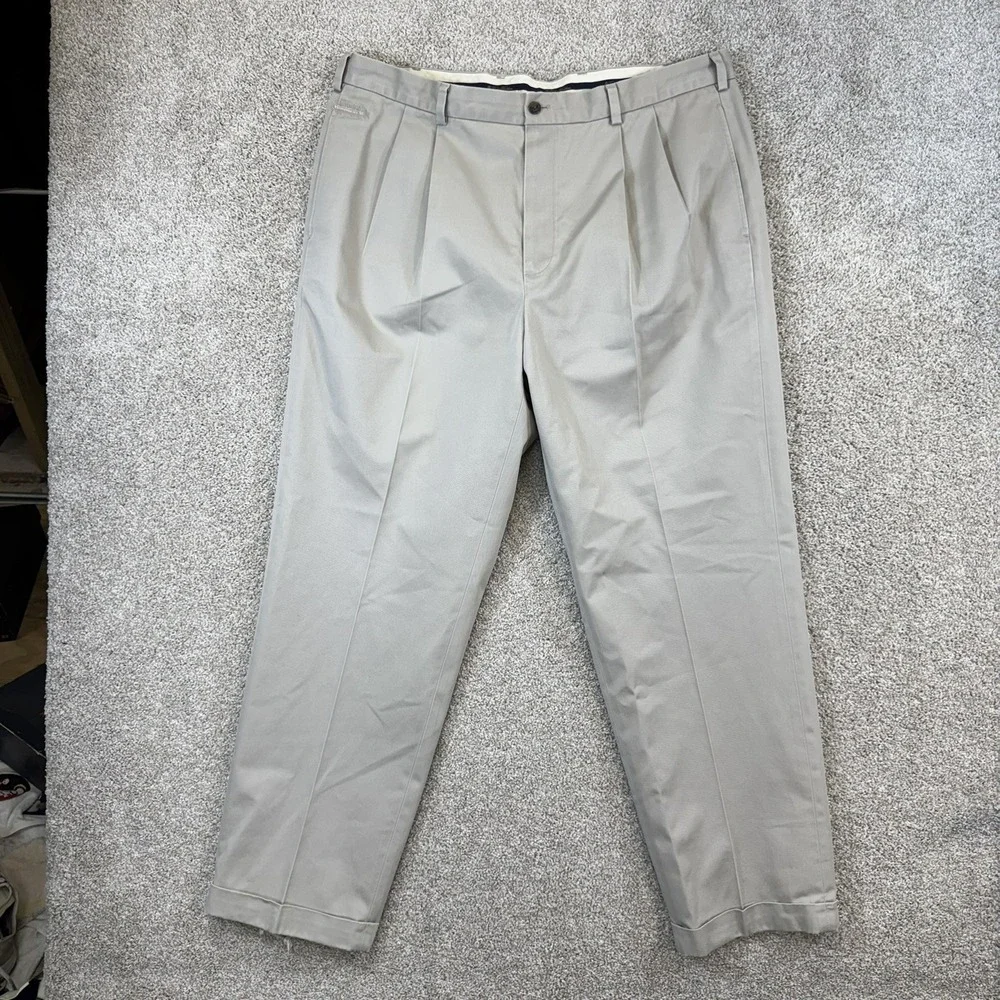 Brooks Brothers Elliot Advantage Chino Men 40x32 Khaki Beige Pleated Cuffed Pant